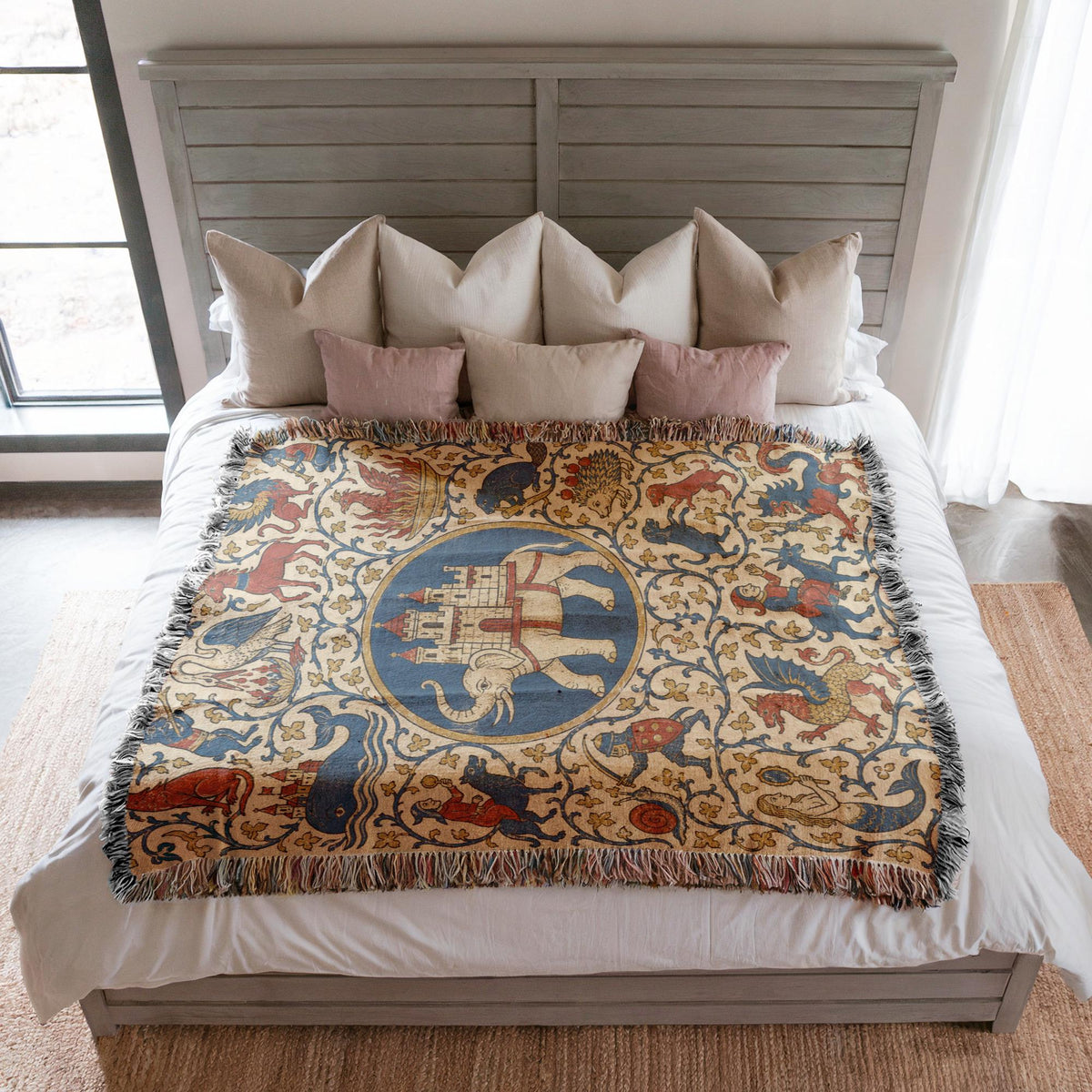 Medieval Bestiary Woven Blanket