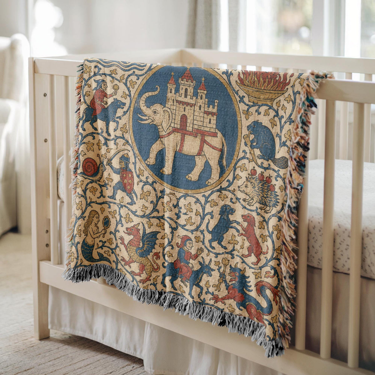 Medieval Bestiary Woven Blanket