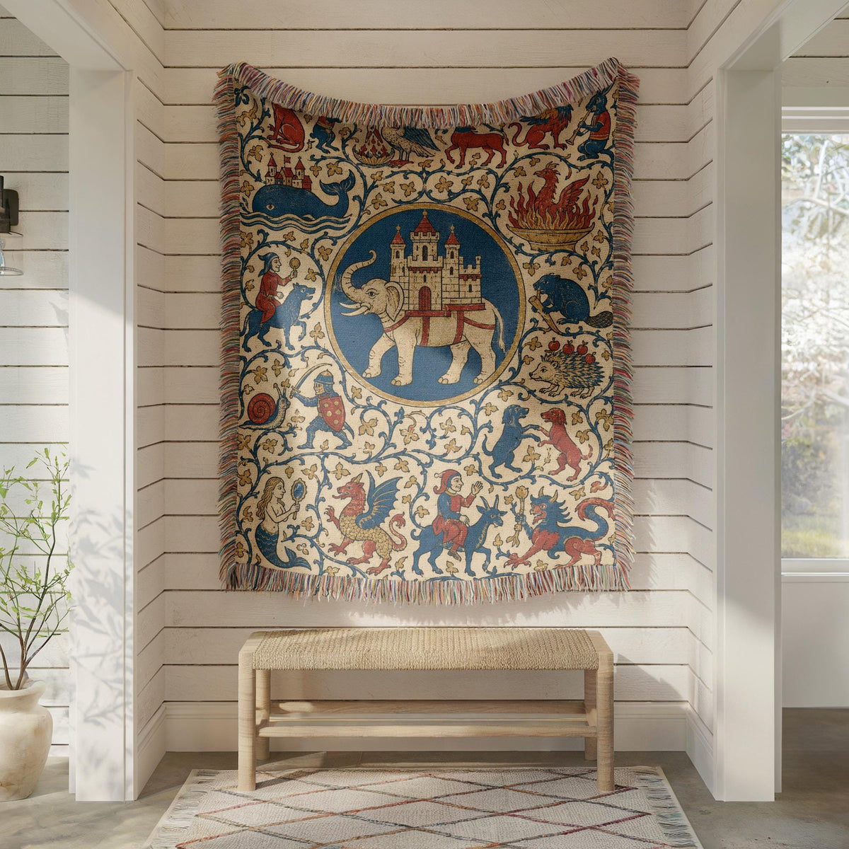 Medieval Bestiary Woven Blanket