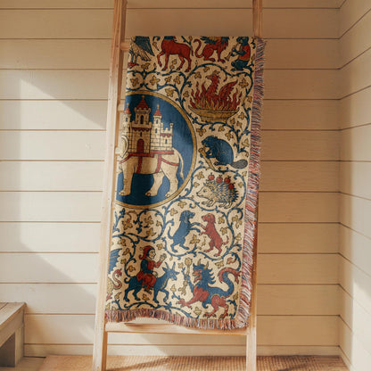Medieval Bestiary Woven Blanket