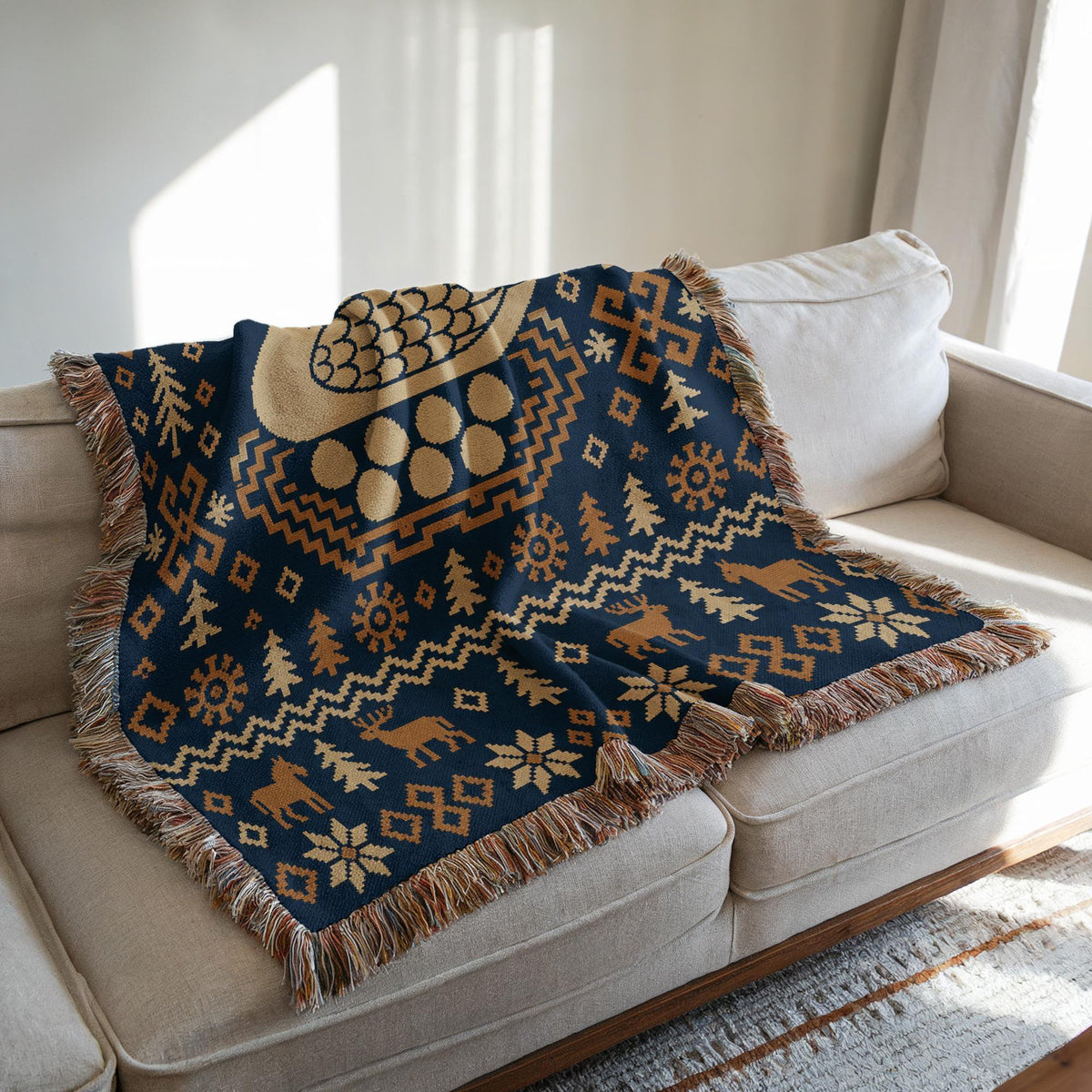 Nordic Bird Woven Blanket