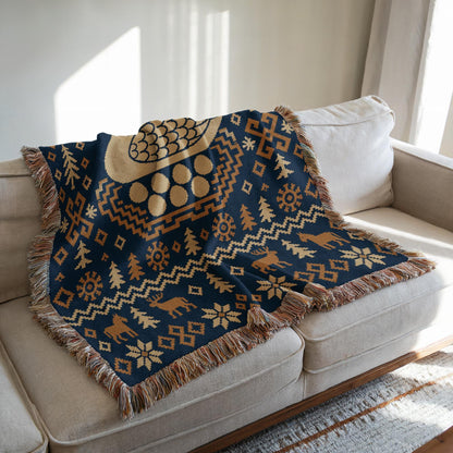 Nordic Bird Woven Blanket