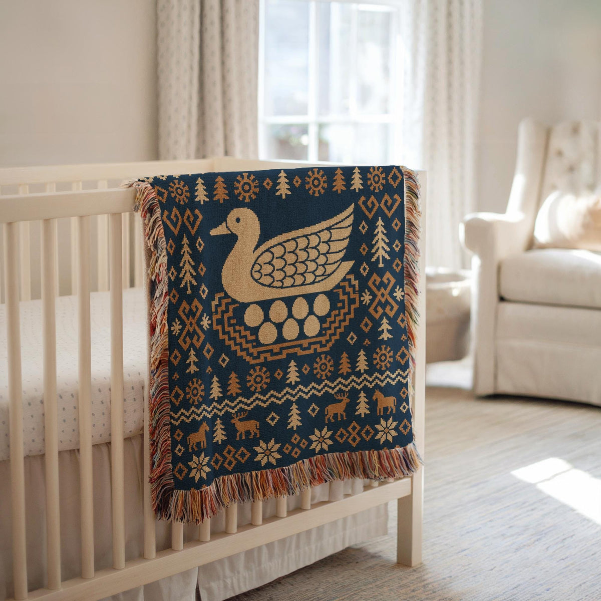 Nordic Bird Woven Blanket