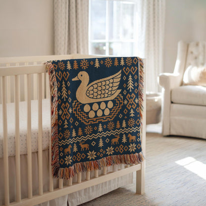 Nordic Bird Woven Blanket