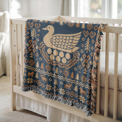 Nordic Bird Woven Blanket