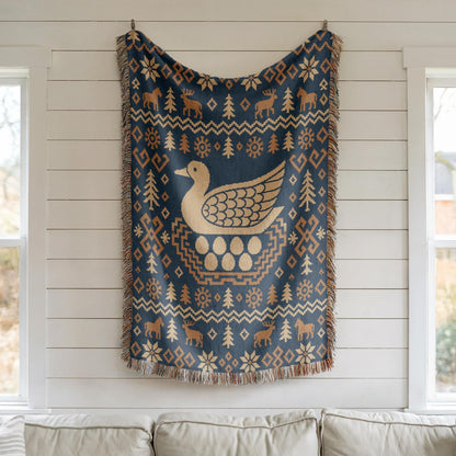 Nordic Bird Woven Blanket