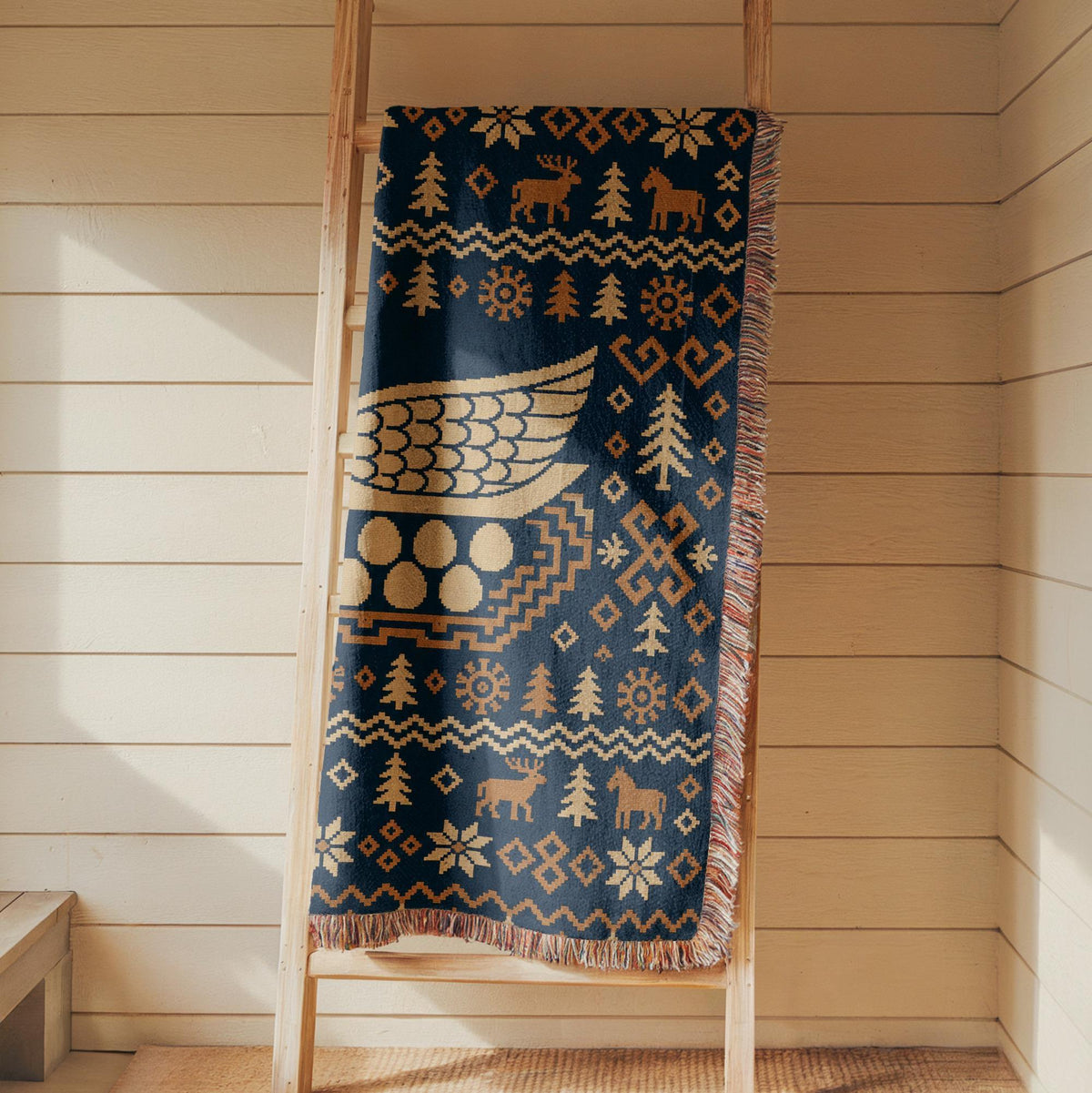 Nordic Bird Woven Blanket