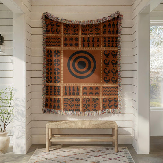 Adinkra Symbol Woven Blanket