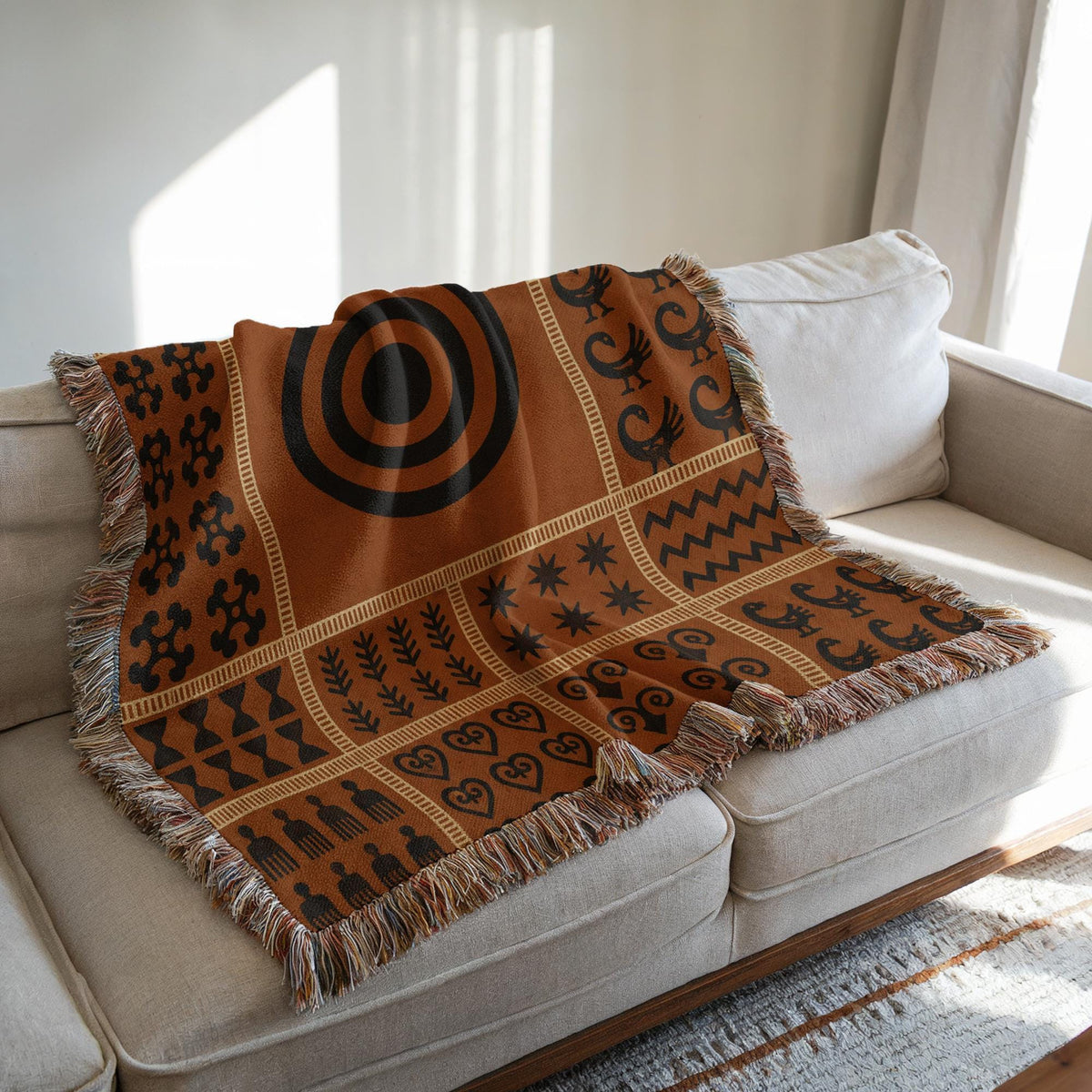 Adinkra Symbol Woven Blanket