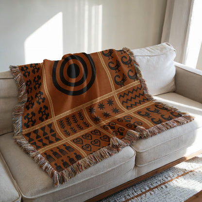 Adinkra Symbol Woven Blanket