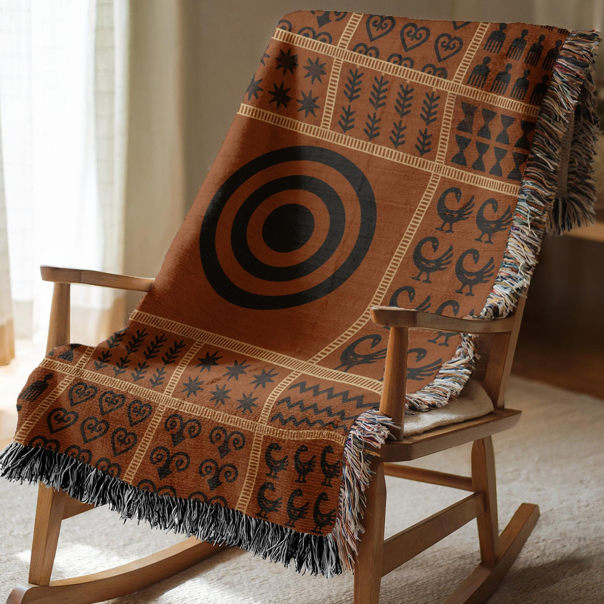 Adinkra Symbol Woven Blanket