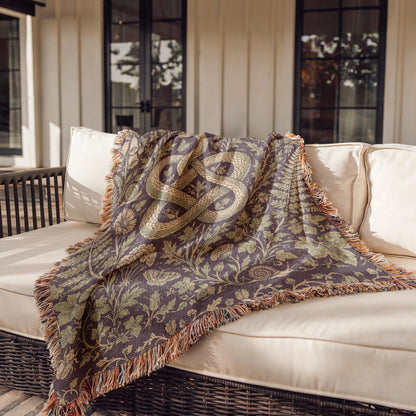 Snake and Wildflower Woven Blanket