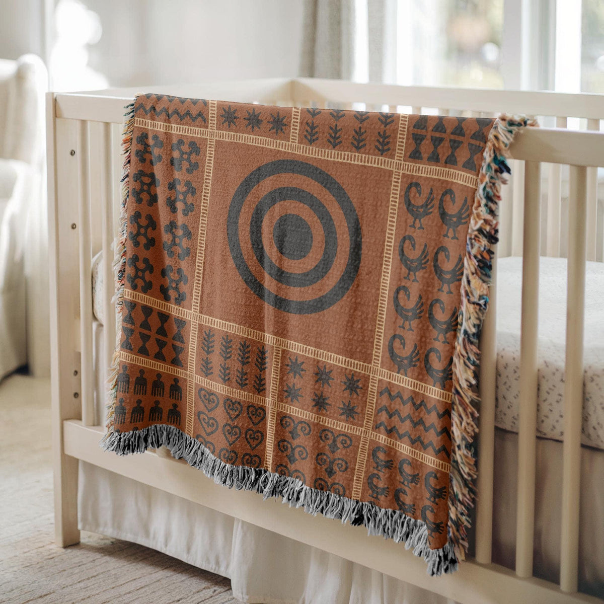 Adinkra Symbol Woven Blanket