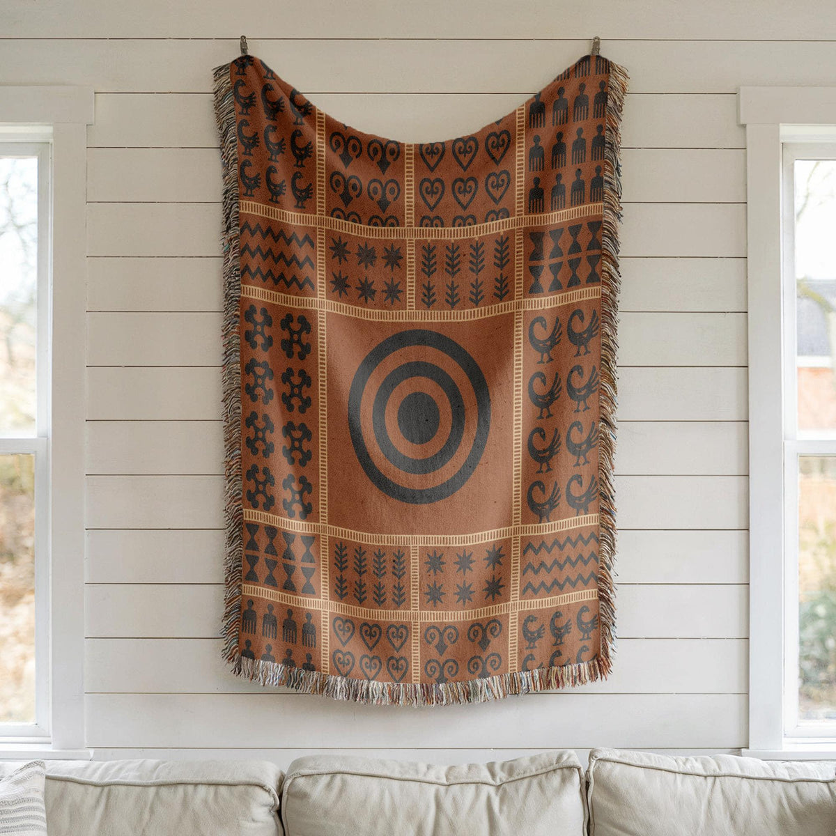 Adinkra Symbol Woven Blanket