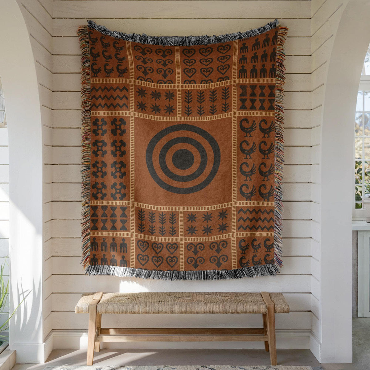 Adinkra Symbol Woven Blanket