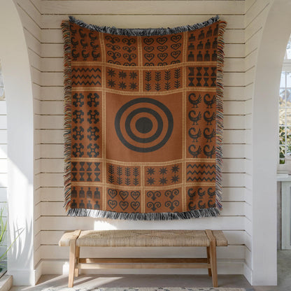 Adinkra Symbol Woven Blanket