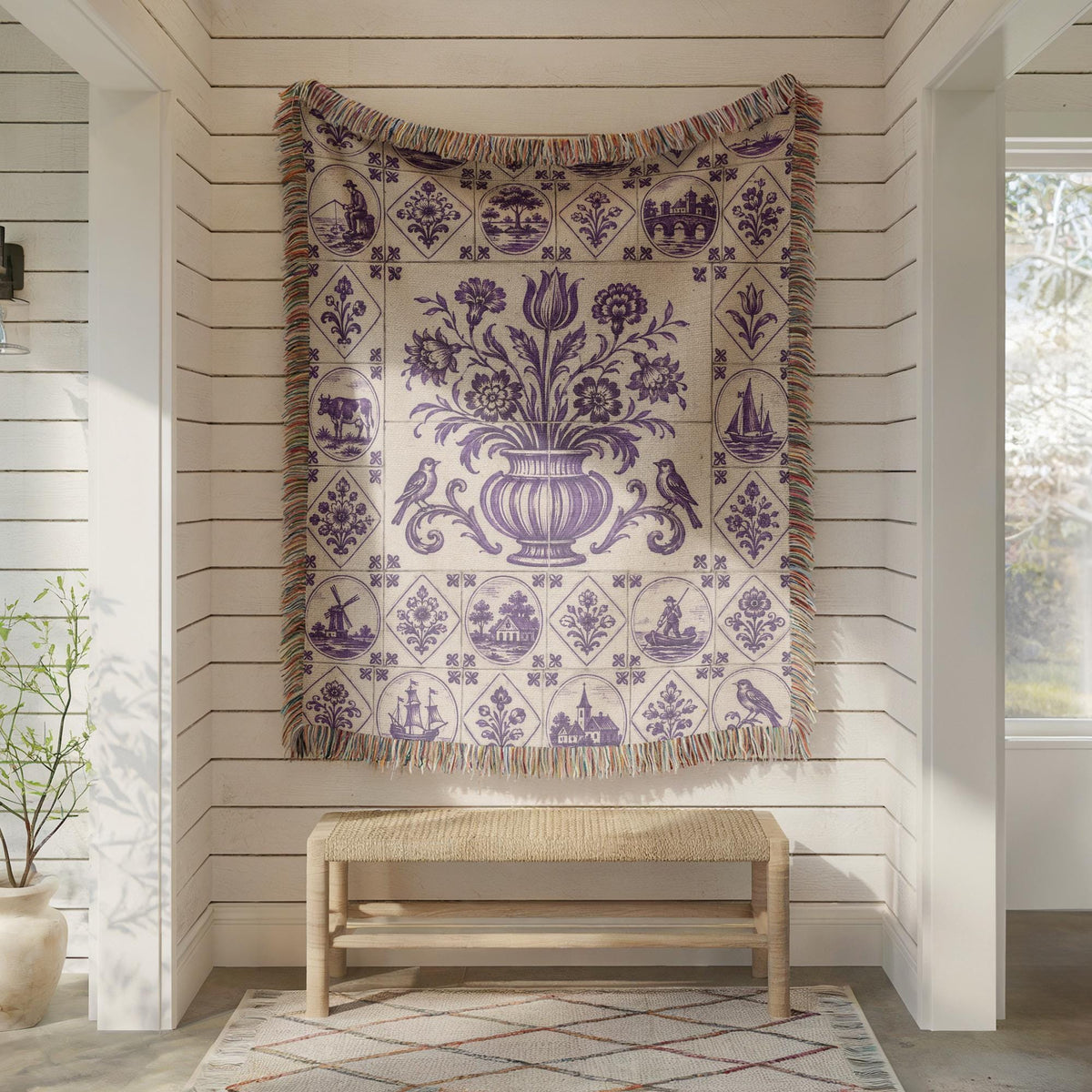 Delft Tile Woven Blanket