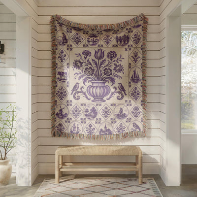 Delft Tile Woven Blanket