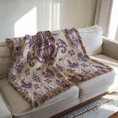 Delft Tile Woven Blanket