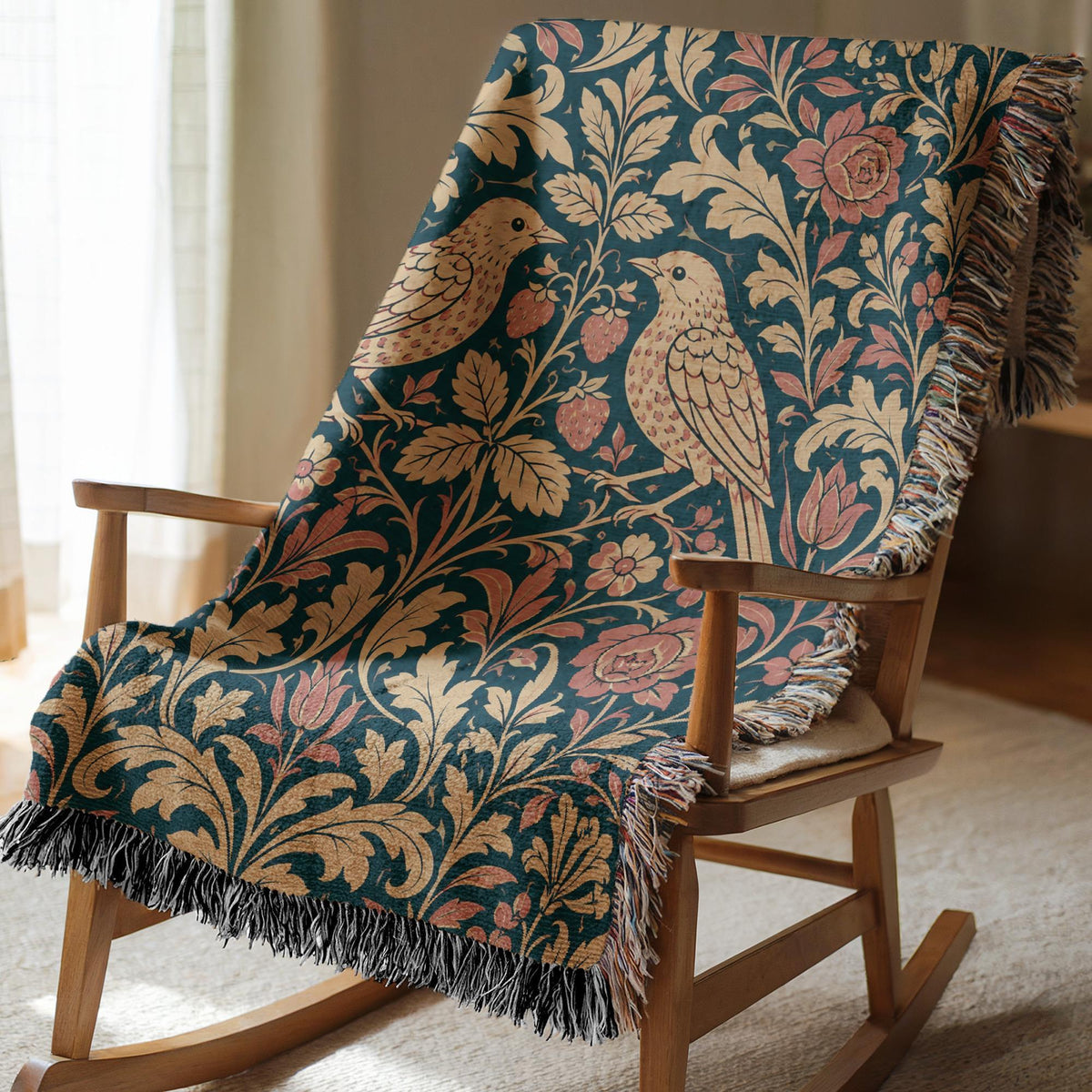 William Morris Style Woven Blanket