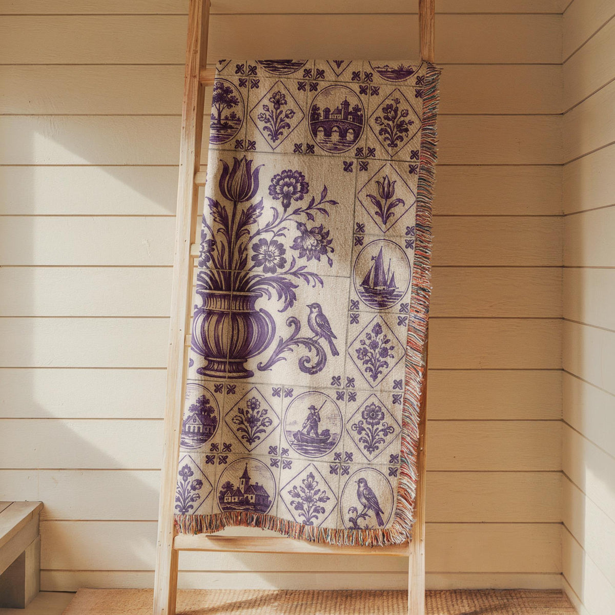 Delft Tile Woven Blanket