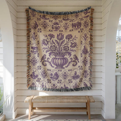 Delft Tile Woven Blanket