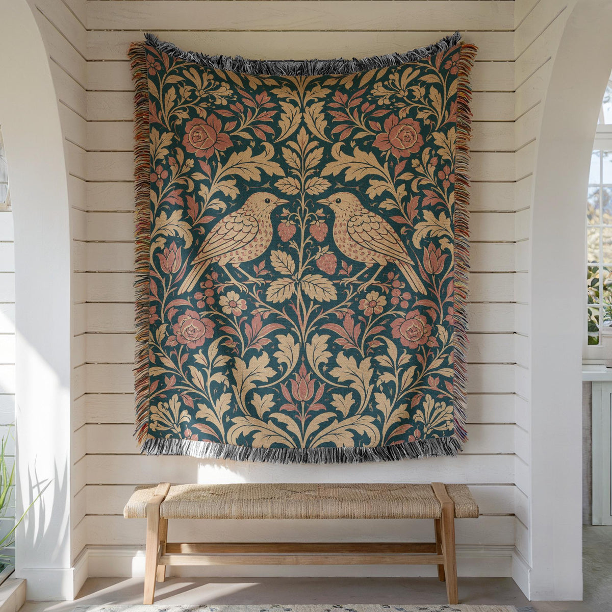 William Morris Style Woven Blanket