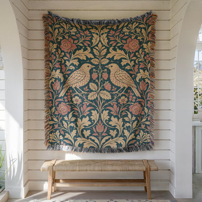 William Morris Style Woven Blanket