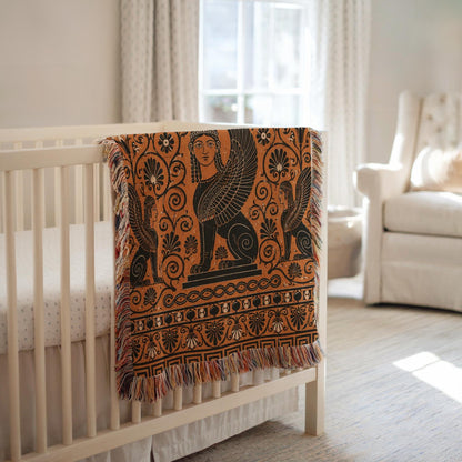 Greek Sphinx Woven Blanket