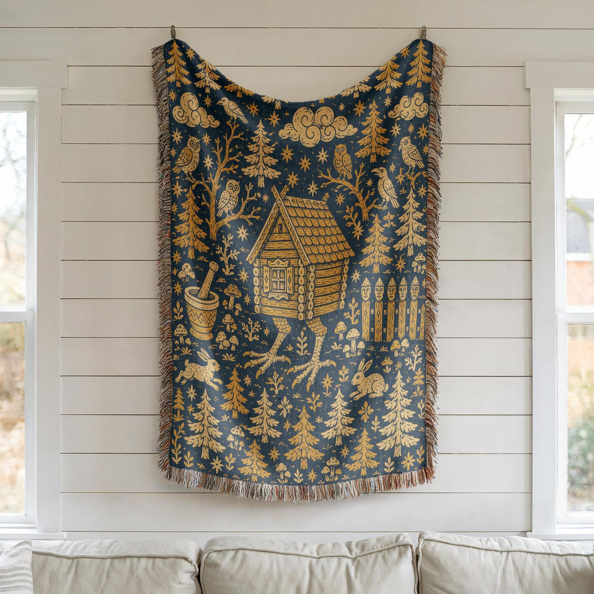 Baba Yaga Hut Woven Blanket
