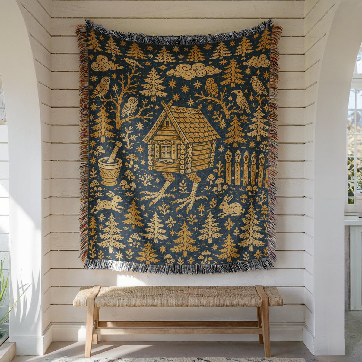 Baba Yaga Hut Woven Blanket