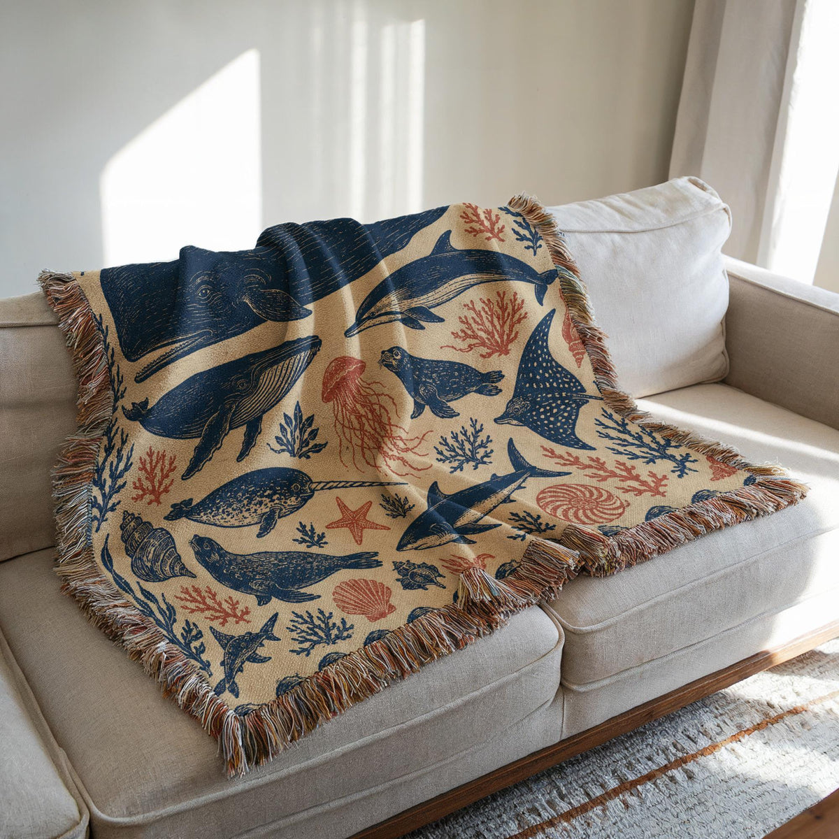 Whale Woven Blanket
