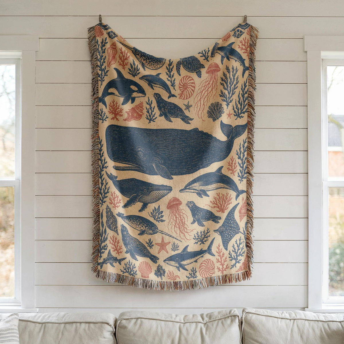Whale Woven Blanket