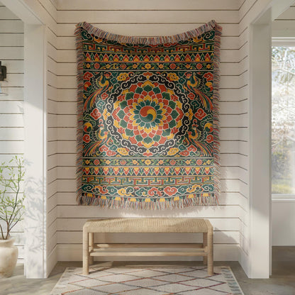 Korean Dancheong Woven Blanket