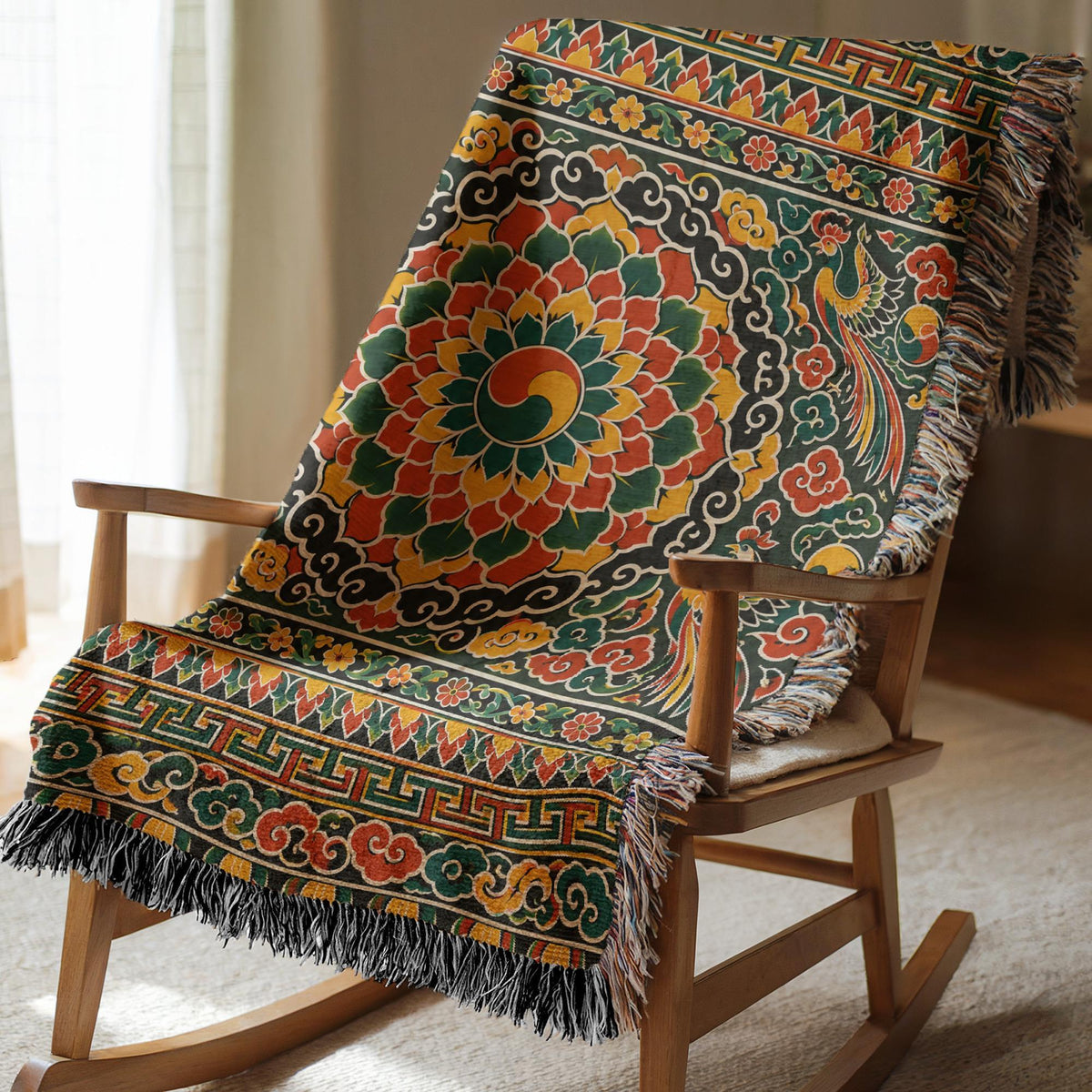 Korean Dancheong Woven Blanket