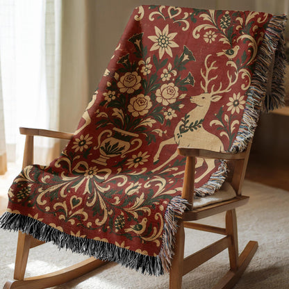Alpine Folk Art Woven Blanket