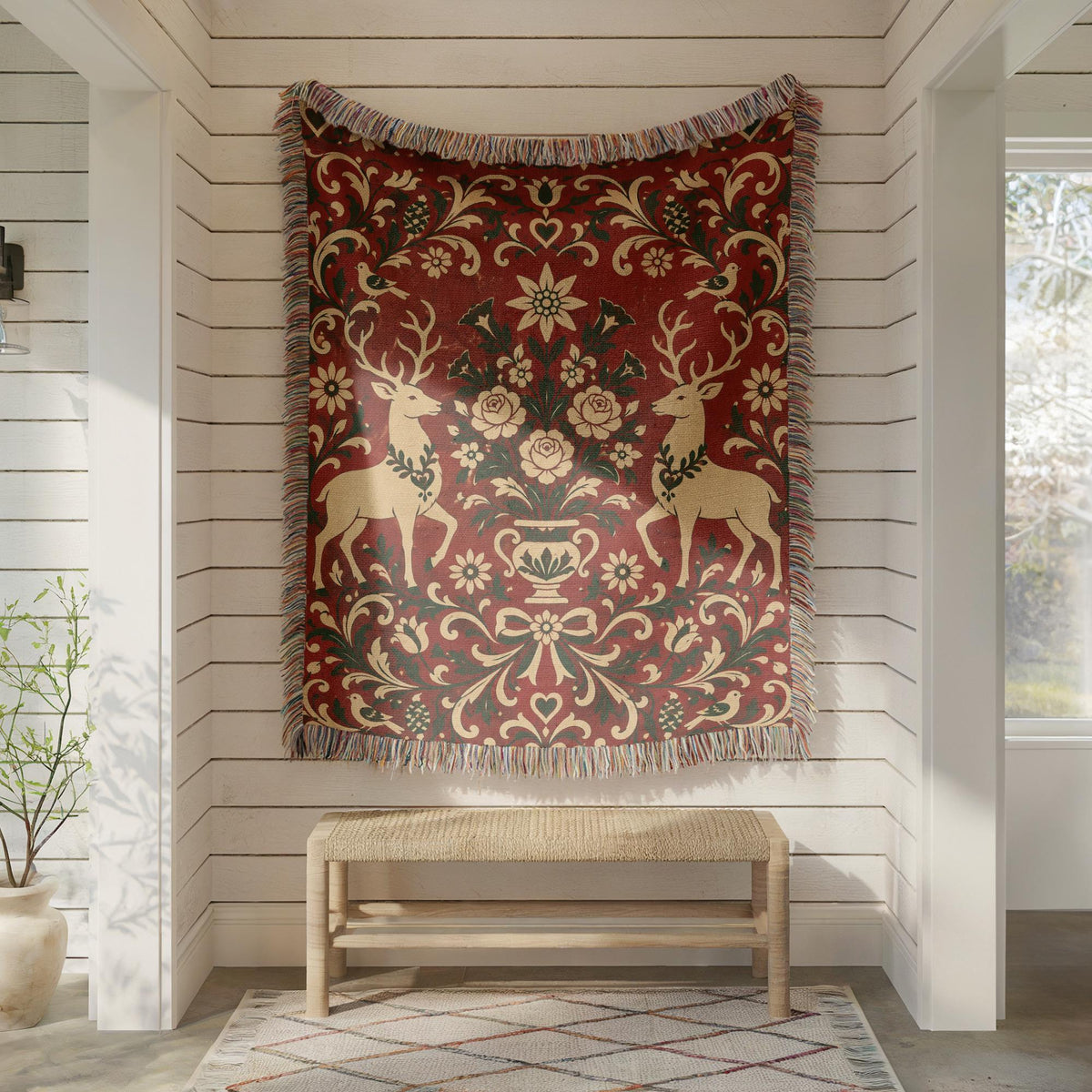 Alpine Folk Art Woven Blanket