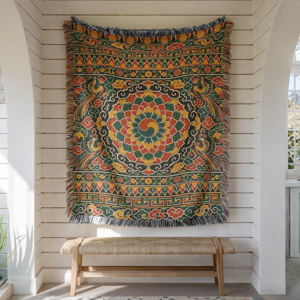 Korean Dancheong Woven Blanket