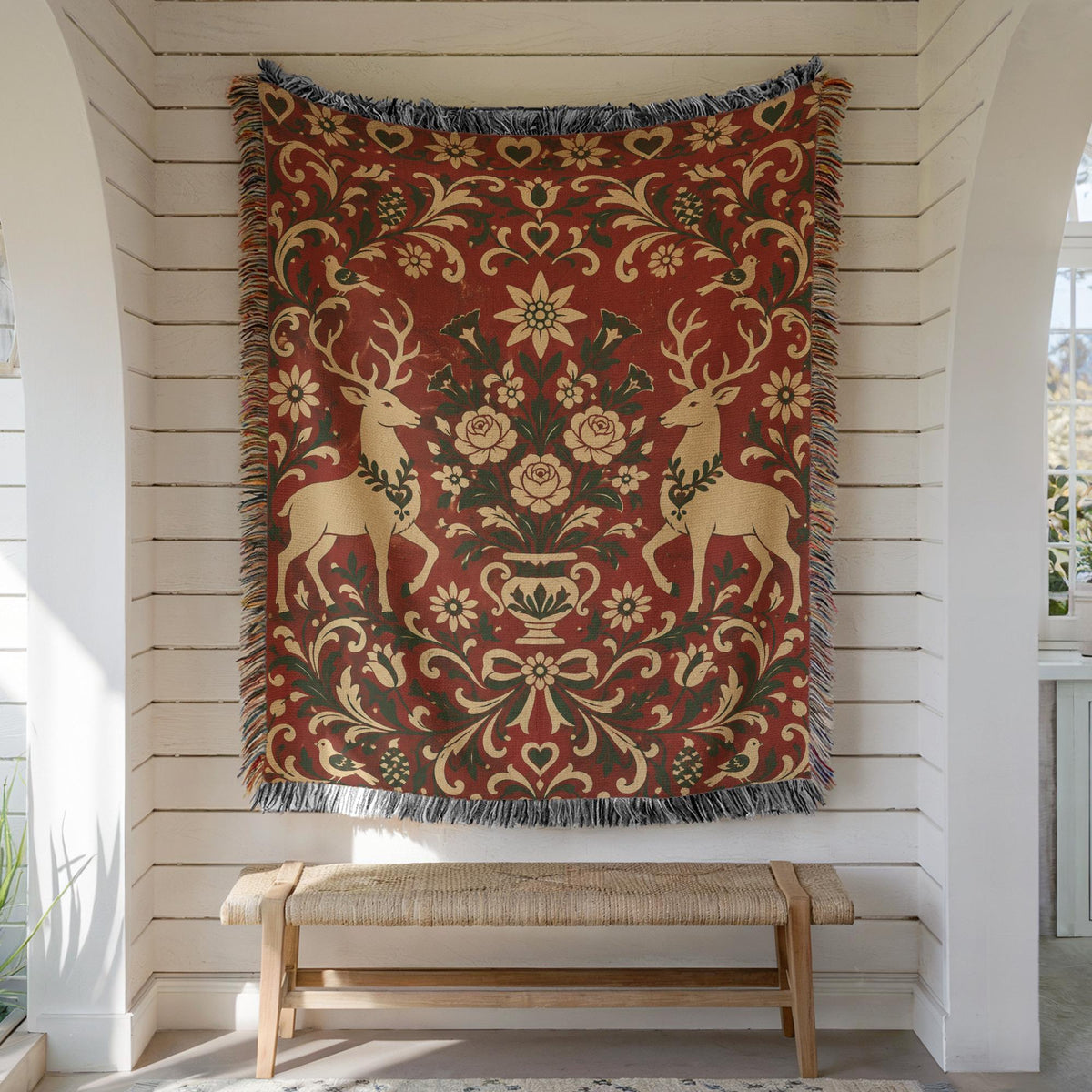 Alpine Folk Art Woven Blanket