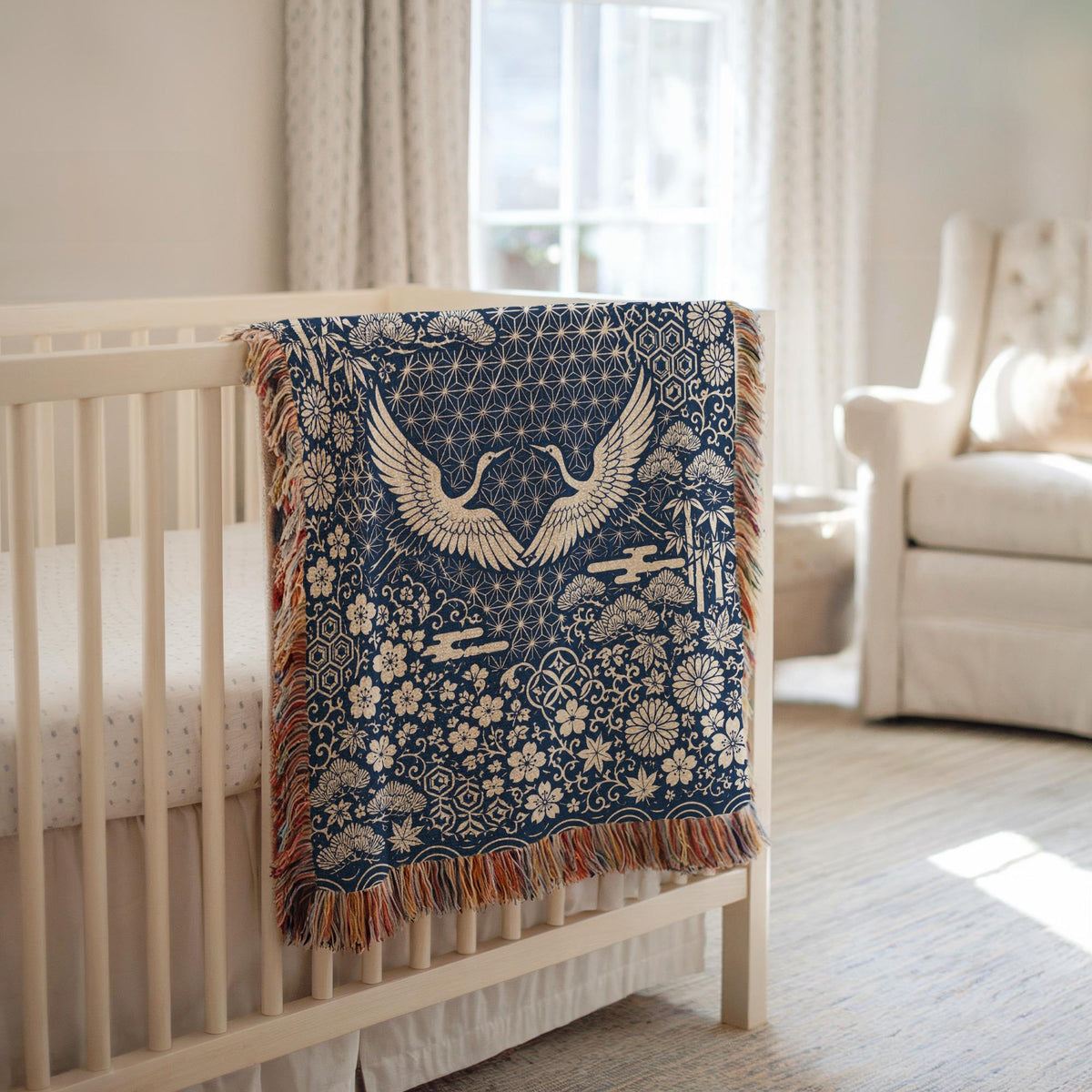 Japanese Crane Woven Blanket