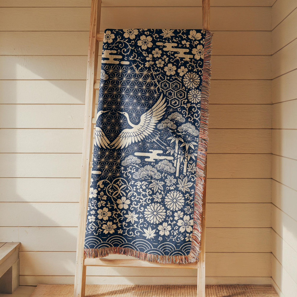 Japanese Crane Woven Blanket