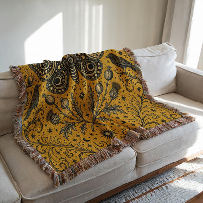 Celestial Moth Woven Blanket