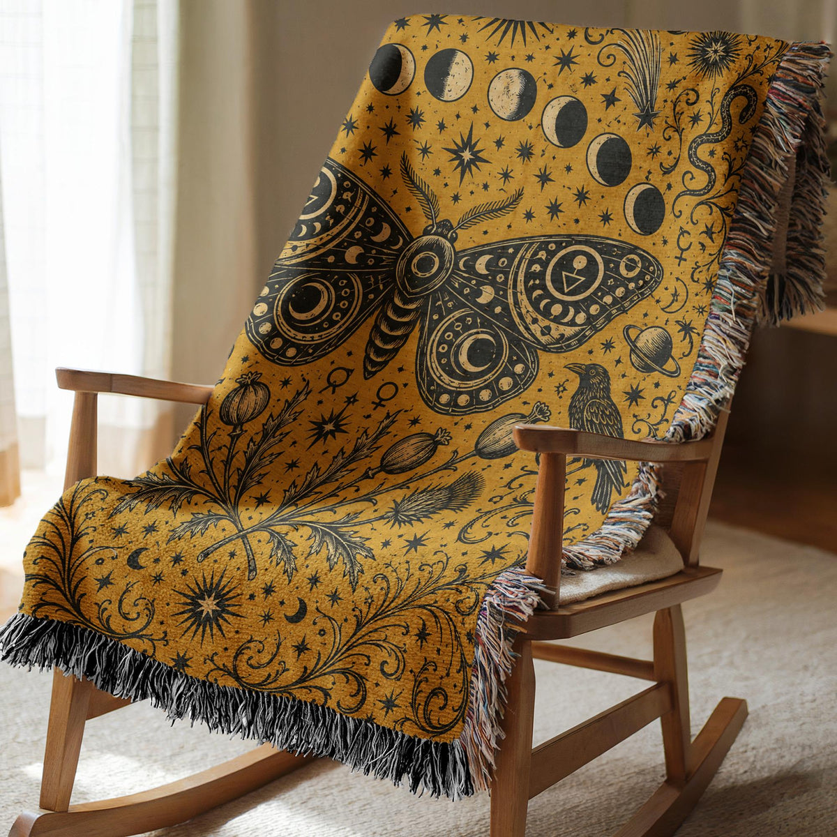 Celestial Moth Woven Blanket