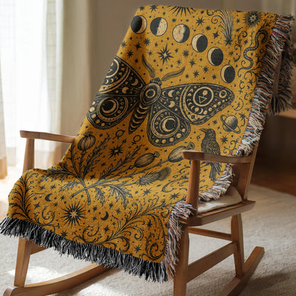 Celestial Moth Woven Blanket