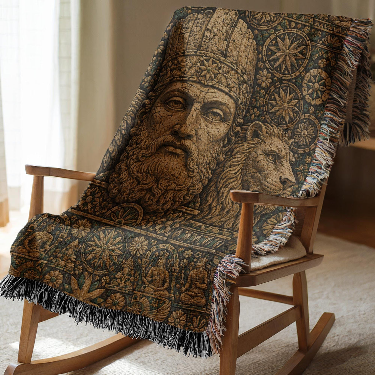 Ancient God King Woven Blanket