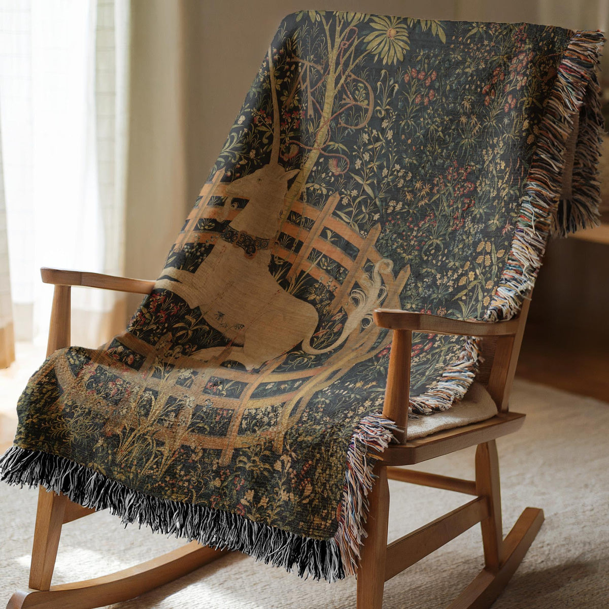 Unicorn in Captivity Woven Blanket
