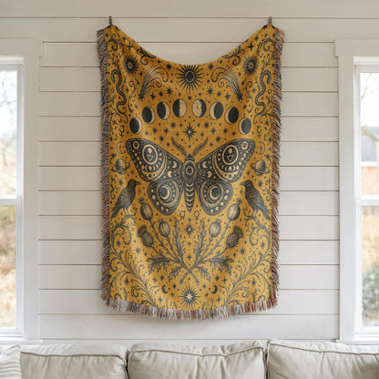 Celestial Moth Woven Blanket