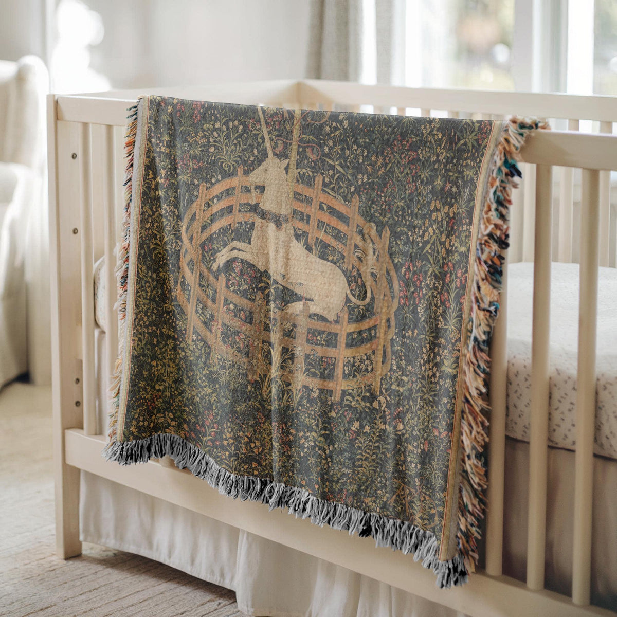 Unicorn in Captivity Woven Blanket