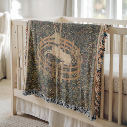 Unicorn in Captivity Woven Blanket