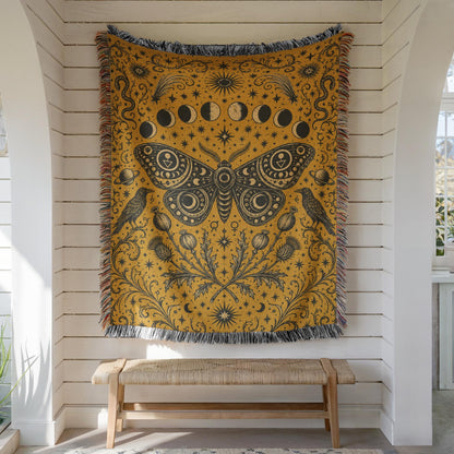 Celestial Moth Woven Blanket